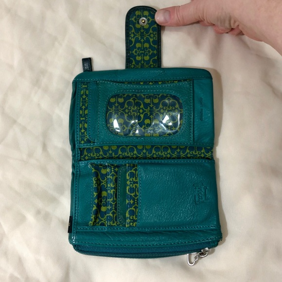 Fossil Leather Wallet - Blue with Birds and Key - Picture 3 of 8